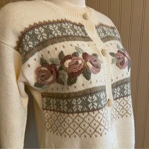 Vintage Cottagecore Granny Sweater Ramie Blend Women’s Size Small-Medium